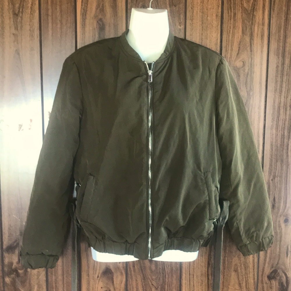 trf outerwear army green bomber jacket (xs)